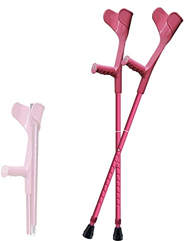 STXMY Paar Krücken, Faltbar Unterarmgehstütze, Männer/Frauen Gehstützen Aus Aluminium, Höhenverstellbar (93-115 cm) Gehhilfen, Schwarz/Rosa/Blau (Color : Pink)