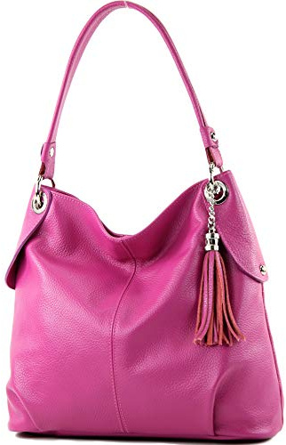 modamoda de T185 Damen Leder Schultertasche, handmade in Italy