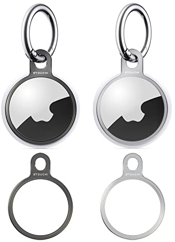 [2-pack] Stouchi nyckelring rostfritt stål fodral hållare med 2 nyckelringar enkel installation smal design för nyckel upphittare lufttaggar tillbehör