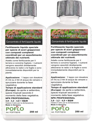 POFLO Fertilizzante Liquido HIGHTECH NPK per Acero Giapponese, Acer Palmatum, Acero Rosso (500 ml)