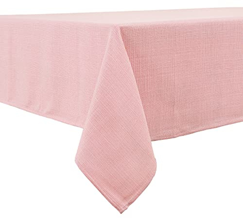 Tischdecke in Babyrosa 145 x 300 cm, wasserabweisend, mit Leinenoptik | Rechteckig, bügelfrei, waschbar, Restaurant, Küche, Esstisch, Party, Outdoor, Dekorativ, Weihnachten, Neujahr, Café, Garten