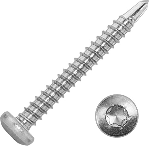 Techtanium Bohrschrauben 4,8 x 25 mm mit Linsenkopf & Innensechsrund [Form M] aus Edelstahl A2 (200 Stück) | Holzschrauben | Linsenkopfschrauben | Schnellbauschrauben | DIN 7504