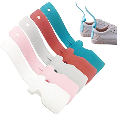 TSHAOUN Lot de 5 Chaussures paresseuses Portables en Plastique pour soulever des Chaussettes,Pied Corne à Chaussures Plastique Aide Chaussures Paresseux Unisexe,Hommes Femmes Personnes (5 couleurs)