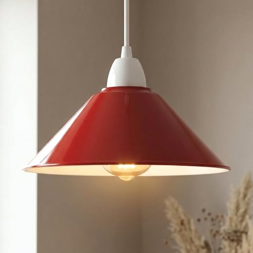 LEDSone Industrielle Deckenlampenschirme, Hängelampenschirm im Retro-Vintage-Stil für hängende Deckenleuchten (Red)