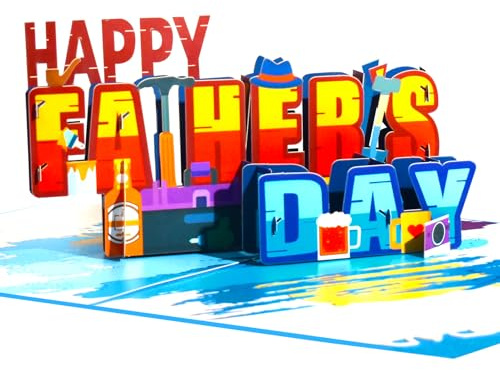 GREETING ART Vatertagskarte 3d Pop Up Karte,Vatertag Pop Up Karten, glückliche Vatertagskarte, Vatertags Grußkarten für Papa Vater Großvater