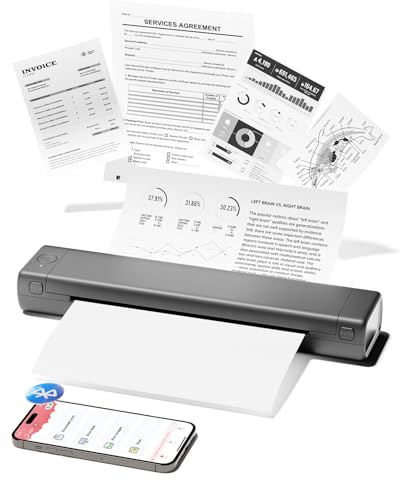 Phomemo M08F Thermal Printer Bluetooth Portable Wireless Inkless Mobile Printer for Office, Home, Images, Compatible with Phone & Laptop(Gray)
