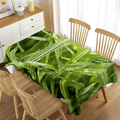 Mateju Rechteckig Tischdecke, Abwaschbar Gartentischdecke Outdoor Indoor Tischdecke Eckig Tischdecken Tischtuch, Tisch Schutz für Geburtstag Hochzeit Festival (140x240cm,Bambus-Blatt)