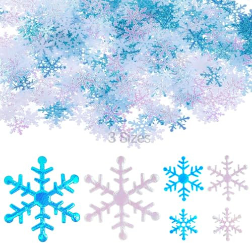 RYXZEN 1020 Stück Schneeflocken Deko Konfetti Weihnachten Streudeko Silvester Deko 2024 Happy New Year Glitzer Tischdeko Confetti Geburtstag Christbaumschmuck Weihnachtsanhänger für Winter Thema Party