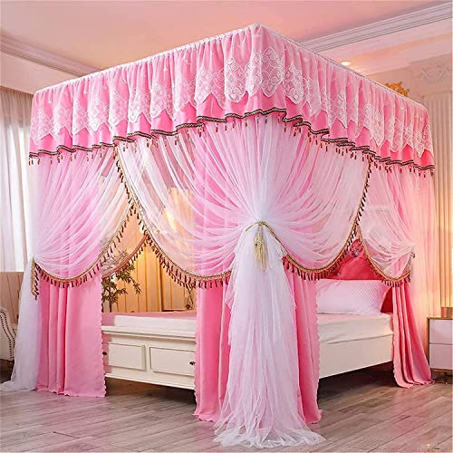 GLMGBP Moskitonetz, Vier-Eck-Pfosten-Baldachin, Prinzessin-Moskitonetz, 3 seitliche Öffnungen, Pfostenbett, Himmelbett, Mädchenbettwäsche, A03, 1,8 x 2,2 m Bett