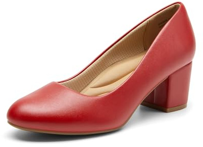 DREAM PAIRS Scarpe da Sera con Tacco Basso e Blocco da Donna Comode e Classiche con Tacco Alto,Size 39,Rosso-Pu,SDPU2462W