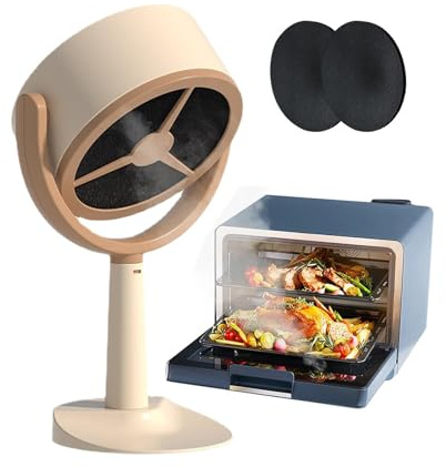 Busaiu Portable Range Hood, Desktop Cooker Hood, Small Kitchen Exhaust Fan with Changeable Washable Filters for Home Kitchen Indoor, Beige