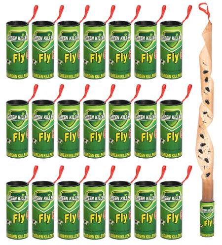 WD&CD Rotolini Acchiappamosche 22 Pezzi, Verde Trappole Mosche, Strisce Cattura Mosche, Trappola Mosche per Frutta Appiccicosa per Interni Esterni Uso di Mosche, Zanzare e Altri Insetti Volanti