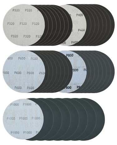 Lot de 40 Disques Abrasifs 115 mm - pour Peinture Automobile - Assortiment Grains 320/400/600/800/1000 - Sec ou Humide