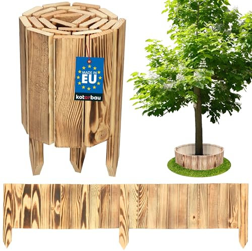 KOTARBAU Rollborder 20 x 110 cm bruciato ritagliabile per aiuole in legno di pino, recinzione in legno di pino, piccola recinzione per aiuole, palizzate, decorazione in legno, recinzione per giardino