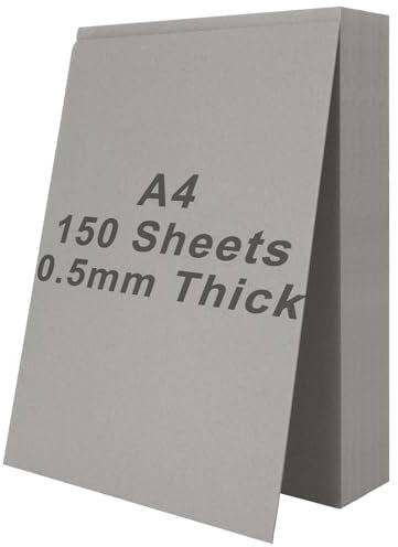 SHUESS A4 Greyboard 150 Sheets - 500 Micron A4 (29.7 X 21 cm) Mount Board - Double-Side Grey Board - Thick Cardboard for Model Making, Thick 0.5 MM