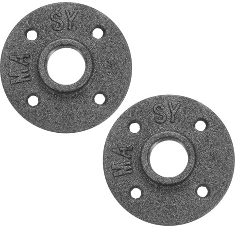 sourcing map 2 Pack Industrial Pipe Floor Flange, Iron Pipe Fittings, 3/4 Inch Threaded Flange for DIY Project/Furniture/Shelving Decoration Black