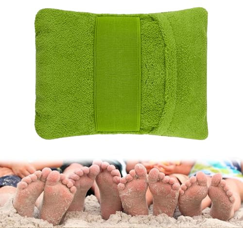 FIYSON Beach Sand Wiping Glove,Reusable Sand Wipe off Mitt,Beach Sand Cleaner,Soft Wiping Glove,Beach Sand Remover Brush,Beach Accessories for Water Activities,for Holiday Camping,Surfing (Green)