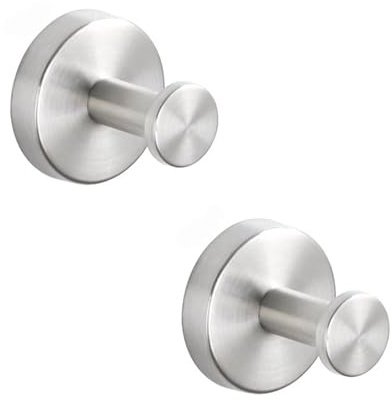 Stainless Steel Suction Hooks - 2 PCS Heavy Duty, Waterproof, No-Drill Hooks for Bathroom, Kitchen, Glass Door