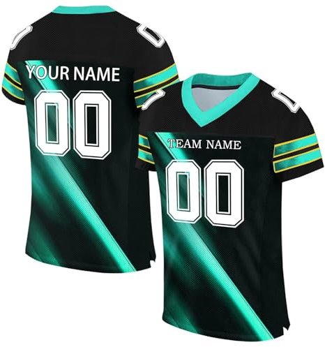 Generisch Personalisiert Herren Sporthemden Rugby Trikot Individuelles Fußball Trikot Schnelltrocknend American Football Trikot Atmungsaktiv T-Shirt Kurzarm Trikot Männer Damen Black Friday Angebote