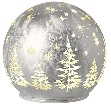 Heaven Sends Light Up Silver Tree Ball Christmas Decoration - Light Up Dome - 12cm - Battery Operated LED - Christmas Decoration For Home - Festive Christmas Lights - Novelty Christmas Decoration