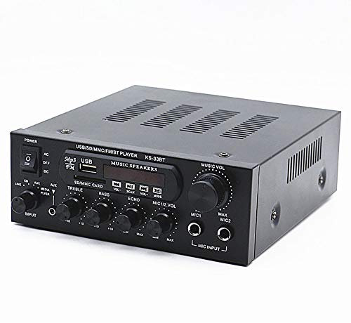 Bluetooth Power Amplifier System, 2x160W Dual Channel Cinema Power Stereo Receiver Box, Surround Sound with USB, RCA, AUX, LED, Remote, 12V Adapter