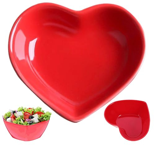 CNAFGBGG 1PC Heart Shaped Bowl, 9x7.5 Candy Bowl Red Heart Bowl for Salad Soup Snack Dessert Cute Bowls for Romantic Meals or Home Decor