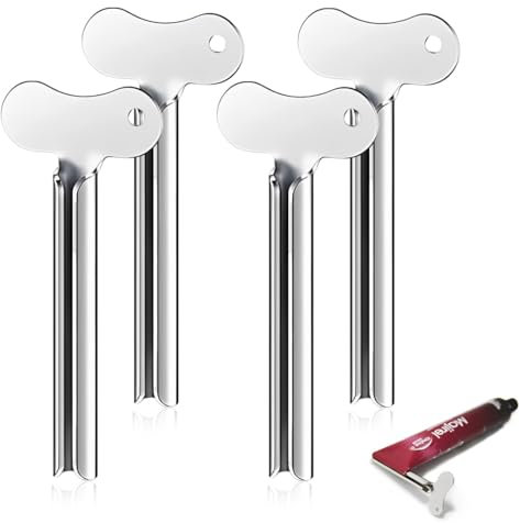 4 Pezzi Spremi Tubetti Dentifricio, Strizzatubetti, Strizza Dentifricio, Spremitore per Tubi in Acciaio Inossidabile