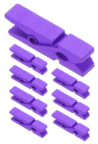 PATIKIL 1.4 Pinzas De Ropa De Madera De Colores con Agarre Fuerte Morado | 50Pcs Mini Pinzas De Ropa Coloridas De Madera, Para Colgar Fotos Ropa Manualidades Decorativas