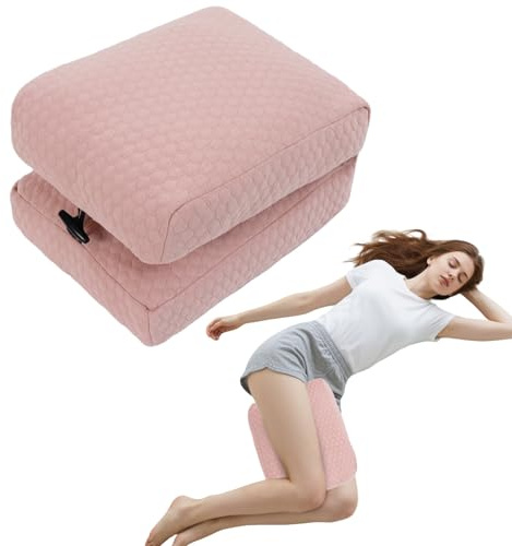 RoamReady Knee Pillow for Side Sleepers, Leg Support Pillow for Hip Pain Smooth Spine Alignment for Better Sleep, Ideal Pillows for Side Sleeping Knee and Back Pain Relief, Pink