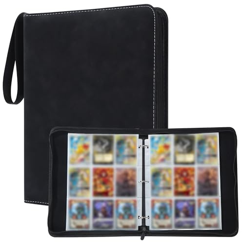 Raccoglitore Carte Magic,Album Porta Carte,Nero,50 Pagine 900 Raccoglitore di Carte,Design Con Zip,Album per Carte Portatili Per Per la raccolta di giochi, regali e carte sportive ﻿ (A-Nero)