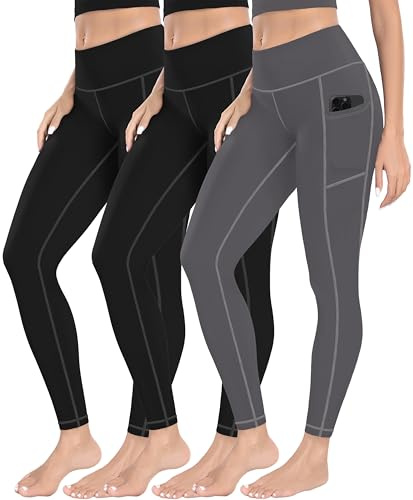 MIRITY 3er Pack Damen Leggings Sporthose Yoga Gym mit Taschen High Waist Tights