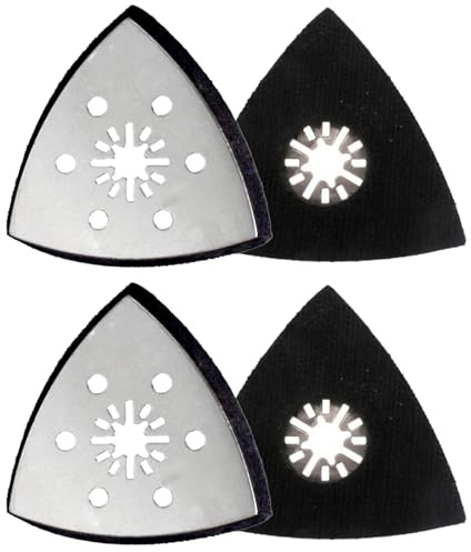 Set di 4 dischi abrasivi triangolari da 93 mm, accessori multitool per legno, metallo e plastica rigida, per lavori di precisione, rimozione della ruggine e lavori di pulizia