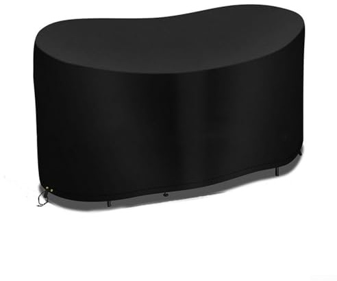 Yhenlovtt Ovale Terrassentischabdeckung, 210D-Oxford-Gewebe, wasserdicht, Schutz für Gartenmöbel, mit verstellbarer Kordel, Schwarz, 146 x 70 x 80 cm (146 x 70 x 80 cm)