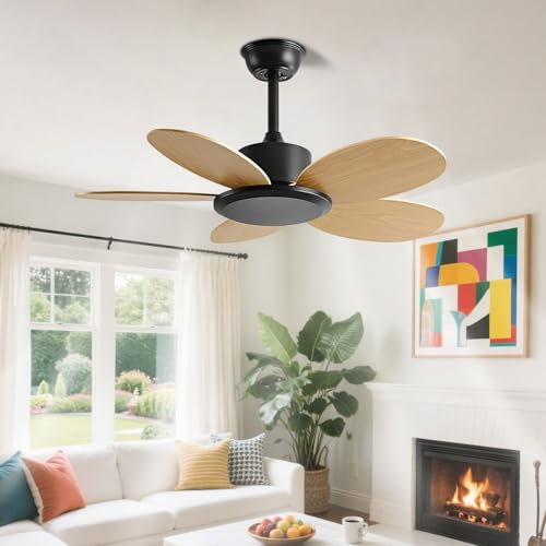 IBalody Ventilateur de Plafond Moderne sans lumière, Discret, avec télécommande, 6 Vitesses, Silencieux, sans éclairage, 5 pales, réversible, pour Chambre, Salon, Salle à Manger, terrasse