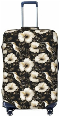 TZTTZT Housse de protection pour bagages avec imprimé colibris et lys noirs et dorés pour valises de pouces, noir, 22-24