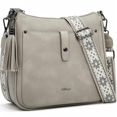 HILAEX Umhängetasche Damen Mittelgroß mit Anti Diebstahl, Handtasche Damen 3 Fächern mit Verstellbar Abnehmbar Breiter Gurt