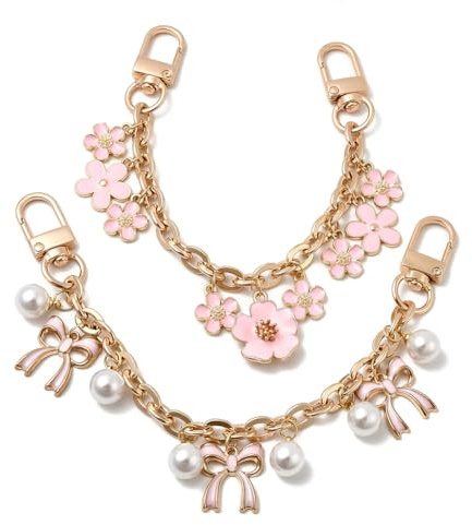 SUNNYCLUE 2 pz 8 Pollici Fiocco Borsa Catena Fiore Borsa Catena Set Oro Corto Conquette Carino Fiocco Ciondoli Tracolla Estensione di Ricambio per Borsa A Tracolla Accessori Festa di Nozze