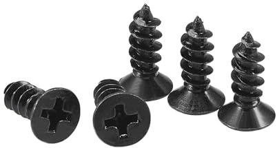TA-VIGOR M4 x 12mm Black Wood Screws, 100Pcs Self Tapping Screws | Screws with Flat Head Phillips Drive, Carbon Steel Countersunk Screws for Furniture, Woodworking, Cabinet Repair and DIY