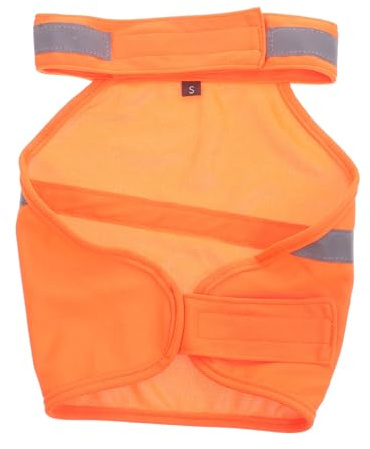 MUELODSIC Reflektierende Sicherheitsweste Hund Verstellbar Atmungsaktiv Leicht Warnweste Fluoreszierend Orange für Spaziergang Jogging Wandern S