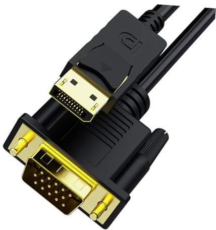 DIYEAH Adaptador Displayport Vga Cable con Conectores Estables Soporte Resolución Compatible con Proyector Ordenador y TV Plug and Play para Transmisión de Video