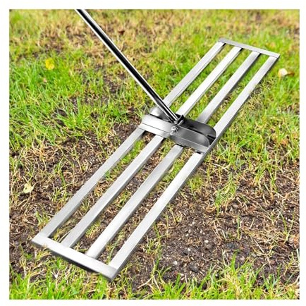 NJIEzhao Rastrillo nivelador de césped Acero Inoxidable, Herramienta Resistente for jardín, Golf, Campo fútbol Rastrillo nivelador de césped