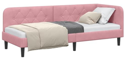 vidaXL Hoekbedframe Roze 80 x 200 cm Fluweel