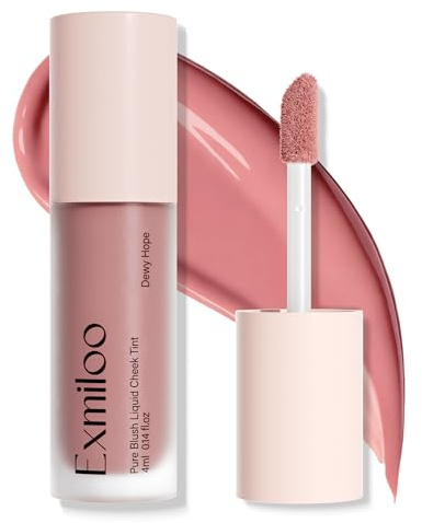 Exmiloo Liquid Blusher for Cheeks, Lightweight Dewy Liquid Blush with Buildable Colour for Natural Everyday Looks, Smooth Texture for Mature Skin, Fresh Radiant Finish, Dewy Hope