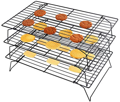 Rejilla para enfriar plegable de tres niveles, rejilla para pasteles, rejilla para barbacoa, adecuada para cupcakes, galletas y barbacoa