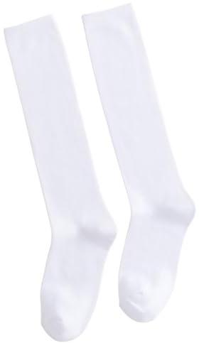 Aurgiarme Calcetines de algodón de color sólido hasta la rodilla para hombre, traje de negocios, medias de vestir para ocasiones profesionales e informales, tubo largo, blanco, Talla única