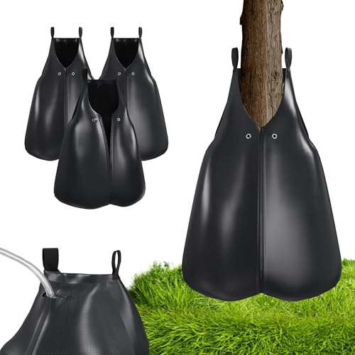 UISEBRT 3 Stück wassersack für bäume,75L Baumbewässerungssack aus UV beständigem PVC,Baumbad Bewässerungssack mit Reißverschluss für Garten & Stadtgrün Baumbeutel,Schwarz