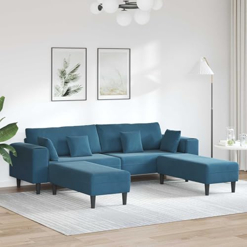 sephironlbb Sofa 3-Sitzer Couch Samt Blau 250 x 188 x 76 cm mit Federkern und Liegefunktion, modernes Ecksofa mit Ottomane, Relaxfunktion und Schlaffunktion für Wohnzimmer und Gästezimmer