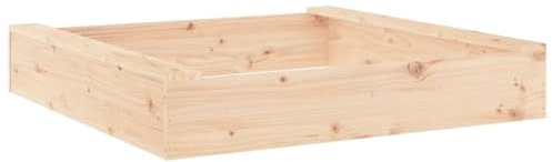 Sabbiera in legno di pino massiccio, sabbiera quadrata con 2 panche, giocattolo da giardino, 111 x 111 x 20 cm