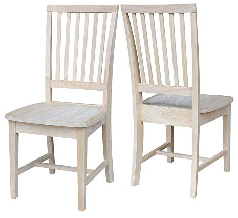 International Concepts Mission Side Chairs, Solid Parawood, Unfinished (Set of 2)