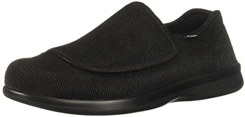 Propét Mens Cush N Foot Slipper, Black, 7 XX-Wide US